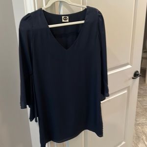 Navy YT Flounce Sleeve Dress EUC